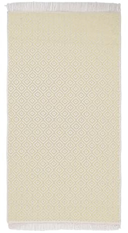 MaxxGoods Teppich Granada 80x150cm, Gelb - moderner Kurzflor Teppich waschbar 30°C - Boho & Skandi Läufer für Wohnzimmer, Schlafzimmer, Flur & Küche - pflegeleicht, beidseitig nutzbar