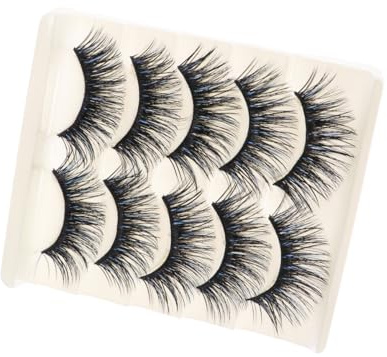 PLAFOPE 5 Paar Künstliche Wimpern zum Kleben Extra Voluminös und Natürlich Lange Schwarze Fasern für Damen für Tägliches und Bühnen Make Up