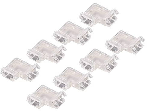 Acouto 8 Pièces Connecteurs de Bande de Lumière LED en Forme de L 4 Broches 10mm Connecteurs d'adaptateur LED COB sans Soudure Transparents sans Soudure 10mm Bande de L STRIP Uniquement Compatible