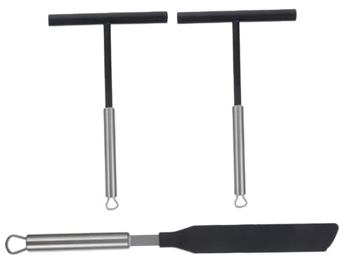 SHINEOFI Set da 3 Spatole per Crêpe in Acciaio Resistente Raschietto Utensili per Pancake e Crepes Strumenti Ergonomici per Cucina Domestica e Ristoranti