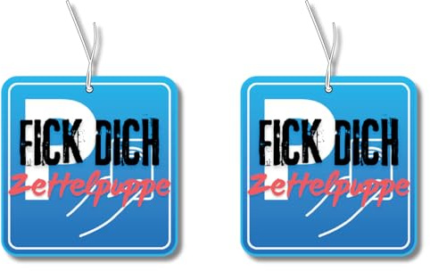 2x Duftbaum mit 'Fick dich Zettelpuppe' Motiv, Auto lustig Duftspender, Duftbaum Auto tuning, Lufterfrischer, Duftanhänger Auto Set, Scherzartikel