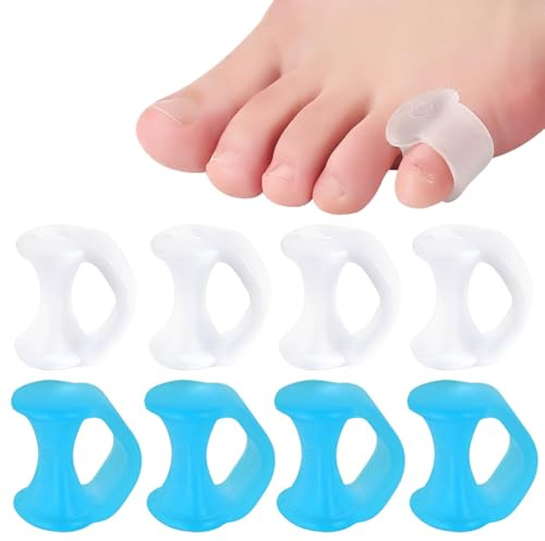GNALIA Corrector Dedo Martillo, 4 Pares Separadores De Dedos De Silicona Transparente Y Azul, Correctores Y Enderezadores Para Dedos Superpuestos