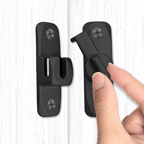 1 Pc Black Sliding Door Latch, Aluminum Alloy Door Lock, Interior Snap Latch for Bathroom, Bedroom, Barn, or Window