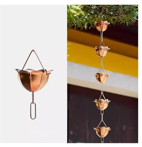Decorative Copper Rain Chain for Gutters - 3ft Downspout Replacement, Stylish Eaves Drainage Solution for Garden & Villa, Durable & Weather-Resistant Copper Material