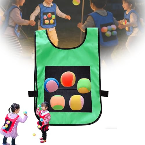 Generisch 2026 Neu Klettballspiel Set mit Klettbällen, Völkerball Wurfspiel Kinder Outdoor and Interaktives Zielspiel,Outdoor Gartenspielzeug Spiele für Kinder (1, Grün 5 Ball)