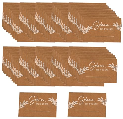 100 Pièces Marque Place Mariage en Papier Kraft 11x8.5cm Porte Nom Table Pliable pour Plan de Table Mariage Marque Place Anniversaire Baptême Communion Cartes de Placement Vierge à Personnaliser