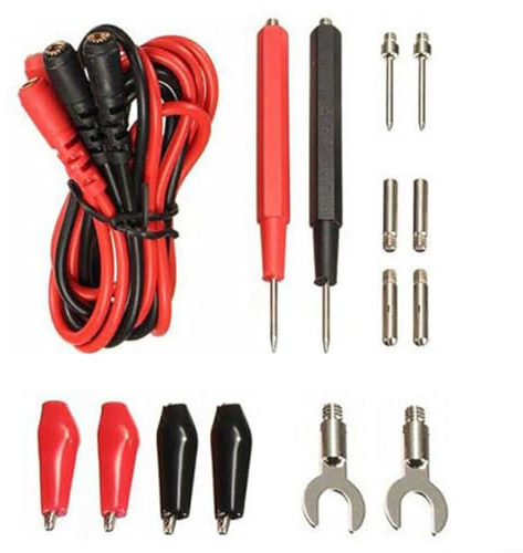 Glewi 16PCS Multimeter Test Leads Kit with for ALLIGATOR Clips, Forks and Needles, 93cm Silicone Probes for Electrical Testing and DIY Repairs