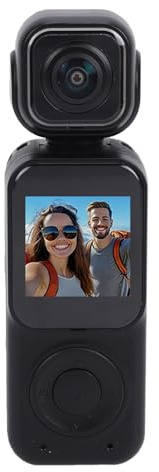 Yusat Videoregistratore Portatile Mini Videocamera Action Camera 4K 12MP Doppia Lente Rotazione di 180 Gradi Registrazione in Loop WiFi con Batteria da 2000 MAh per Vlog Escursion