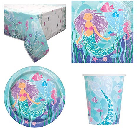 Mermaid Party Tableware Pack for 8