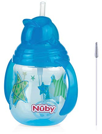 Nûby ID10324AQUA Gobelet Anti-Goutte avec Anses/Paille 360°