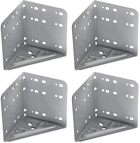 SOTECH 4 x Bettwinkel Silbergrau 115 x 115 x 133 mm | Eckwinkel Eckverbinder Bettrahmenwinkel