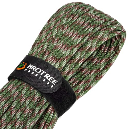 Brotree Paracord 4mm 30M 9 Stränge 100% Nylon Seil Schnüre Typ III für Survival, Outdoor, Heimwerken - Bruchlast 280kg (Armee Grün Tarnung)