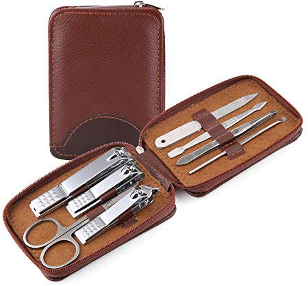 DXIA Set manicure professionale 8 pezzi, Tagliaunghie Set Professionale, Grooming Kit Strumenti per Manicure e Pedicure, kit manicure da viaggio