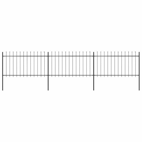 vidaXL Gartenzaun mit Speerspitze Stahl 537 x 100 cm Schwarz