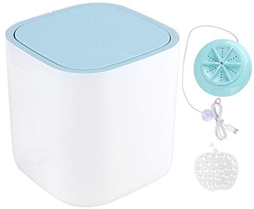 MAGT Mini Waschmaschine, Reisewaschmaschine 3.8L USB-fähige tragbare Unterwäsche-Waschmaschine für Zuhause Reise Blau