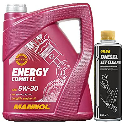 MANNOL 5l, 7907 Energy Combi LL 5W-30 Longlife III + Diesel Jet Cleaner Düsenreiniger - Kraftstoff Additiv 250 ml
