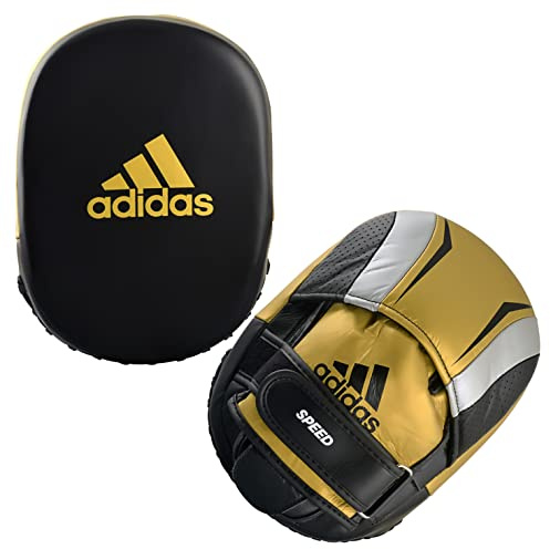 adidas Speed Micro Air Focus Mitts – för boxning, kickboxning, coaching och träning – för män, dam, unisex – svart/röd/guld/röd/vit – standardstorlek (STD, svart/guld/silver)