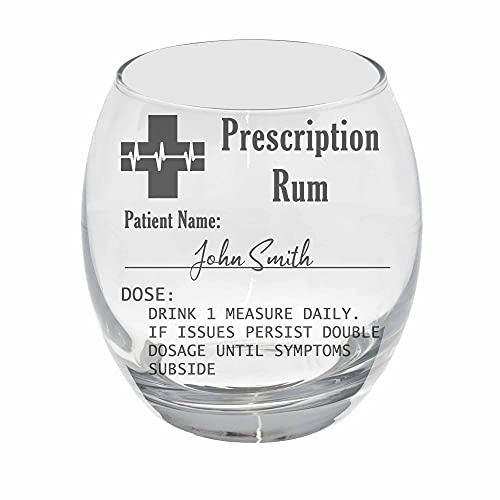 Always Looking Good Personalised Engraved Rum Highball Glass Prescription Rum Novelty Funny Birthday Gift (Small Tondo, Empty Glass)