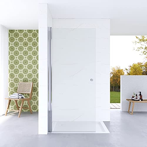 Walk in Duschwand Glas 95 x 187 cm mit Drehtür Duschabtrennung Begehbare Dusche Duschtrennwand aus Sicherheitsglas (ESG) 5 mm | Öffnungsseite OHNE Magnetprofil
