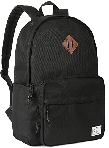 Kasgo Schulrucksack, Klassisches Leichtgewicht Rucksack Herren Damen Jungen Mädchen Teenager Hochschule Schultasche Casual Daypack für Reise Arbeit Schwarz
