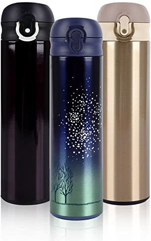 Vacuum Cup Flask Thermo,500ml Stainless Steel Insulated Water Bottle,Double Walled Travel Coffee Mug with Leakproof,Flask for Hot and Cold Drinks,Sports Water Bottle,for Work Sports Camping