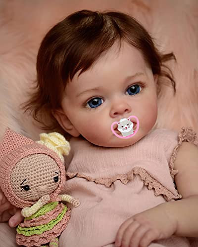 MineeQu 60CM Lebensechte riesige Baby Größe Silikon Vinyl Reborn Baby Puppen Geschenk Set mit Sanfte Berührung gewichtet Körper Neugeborenes Kleinkind Mädchen Dolls sehen für Immer Ihr Sweetheart