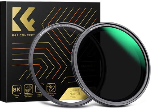K&F CONCEPT Filtre 77mm ND8-128 Magnétique ND Variable 3-7 Stops sans Croix X Installer Rapide avec Bague Base en Métal pour Objectif Appareil Photo