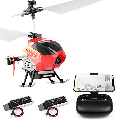 Ulifance U12S RC Helikopter mit Kamera, Hubschrauber Ferngesteuert für für Kinder ab 14 Jahren, In/Outdoor Ferngesteuertes Flugzeug mit 2 Batterien, Rot