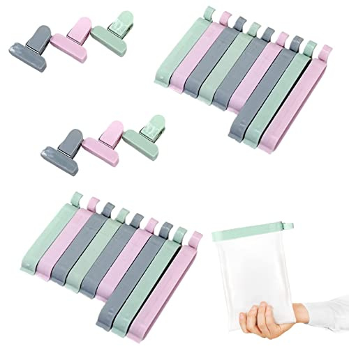 24Pcs Bag Clips for Food Storage,Food Bag Clips Unique Plastic Food clips for Sealing Snacks Coffee Food,Sandwich Bags Multicoloured Reusable Plastic Bag Clips to Keep Food Fresh