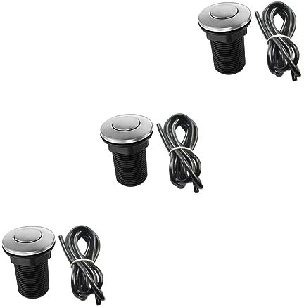 DOITOOL 3pezzi Pulsante Pneumatico Nero Per Tritarifiuti Acciaio Inossidabile Tubo Aria Da Metri Facile Installare e Resistente Per Cucine e Bagni