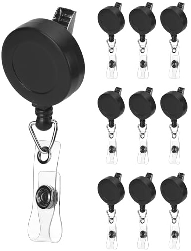 QWORK® Confezione da 10 Portachiavi Retrattile con Clip, Pportabadge Allungabile, Lunghezza della Corda 70cm