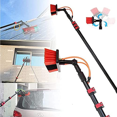 DDZJTPP Pulizia Pannelli Fotovoltaici 3.6m~10.8m Wash Spazzolone Kit Spazzola Vetri,per Pulizia di Pannelli Fotovoltaici E Solari,Kit di Pulizia Telescopico Set di Lavaggio,Brushhead55cm-6m/20FT