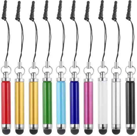 QUARKZMAN 10Pcs Stylo à Stylet Métallique Rétractable | en Alliage d'Aluminium, Mini Stylets Capacitifs pour Tous les Appareils à Écran Tactile Universels