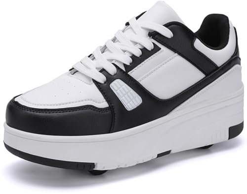 Kmrlofiy Schuhe mit Rollen für Jungen Mädchen Skateboardschuhe für Jungen Sportschuhe Outdoorschuhe Rollschuhe Kinder 2-in-1-Multifunktionsrollschuhe Sneakers (KBD-P13, 36EU)