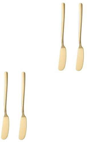 Mikinona 4 Stück Mehrzweckschneider Buttermesser Butterstreuer Gewürzstreuer Käsestreuer Gold Sandwich-spachtel Vorspeisenverteiler Sahnestreicher Spachtel Butterreibe Erdnussbutter Golden