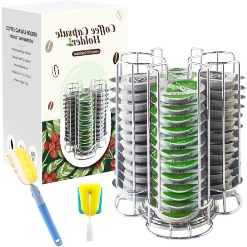 KIMIGO Porte Capsule Compatible with Tassimo(52 X Capsules),Porte Dosette for Tassimo,Supports pour Capsules de Café for Tassimo,Rangement Capsule Rotatif pour Tassimo(Argent)