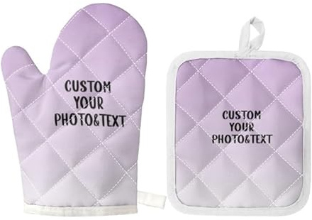 Ofenhandschuhe, personalisierbar mit Namen und Foto, hitze- und rutschfest, für Küchenarbeiten, ideal für Kochbegeisterte