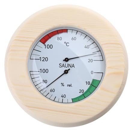 WWHJR Hygromètre en bois et hygromètre pour sauna, hygrothermographe intérieur, mesure de la température, équipement de sauna, thermomètre et hygromètre en bois