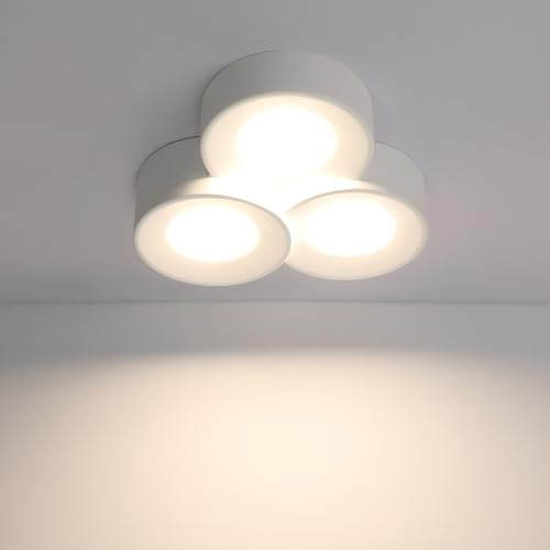 ZMH Aufbauspot weiß Deckenleuchte Flur: Ø28cm Aufbaustrahler rund Deckenlampe Aufputz Modern Deckenspots Küche 3 flammig GX53 Max.10W Deckenstrahler Aufbauleuchte für Esszimmer - Ohne Leuchtmittel