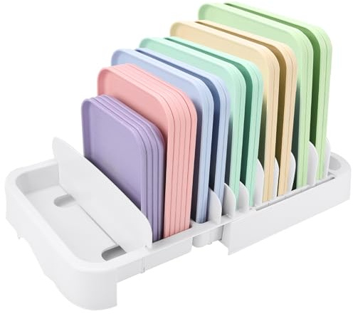 XULIERUX Topfdeckelhalter Aufbewahrung, Lunchbox Deckel Organizer, Tellerhalter, Küchenorganizer Schrank, Verstellbarer Schubladenorganizer 32-55cm Mit 8 Fächern