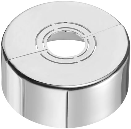 sourcing map Wall Split Flange, 1 Pcs 70x30 mm - Cuttable ABS Round Escutcheon Plate Cover Buckle, Shower Arm Flange for 20/25/33mm(0.8/1.0/1.3 Inch) Water Pipe Faucet Decoration (Silver)