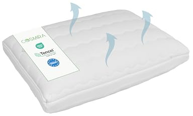 Cosmira Ergonomisches Nackenstützkissen – Orthopädisches Viskoschaum Kopfkissen mit Tencel-Hanf-Mischbezug, kühlend, hautfreundlich, Made in Europe