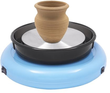Vielrosse Elektrische Mini-Töpferscheibe, 15cm Drehteller Keramikscheibe Töpferset 60W 180rpm Geschwindigkeit für Basteln Geschenk DIY Blau