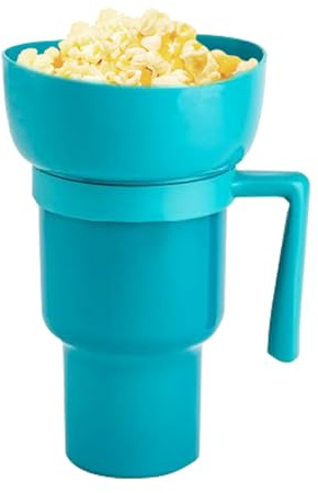 Snack Cup and Bowl Combo with Straw, Stadium Tumbler with Bowl, Leakproof Snack and Drinks Cups for Adults & Kids for Movie Theater Home Travel Easy to Use