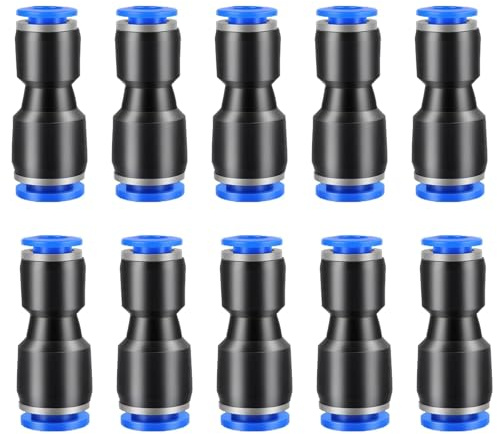 10 Pièces 8mm x 6mm Pneumatique Réducteur, Raccord Air Comprimé, Raccord Rapide Air Comprimé 6mm, Utilisation dans l’Industrie, l’Électronique et l’Automobile