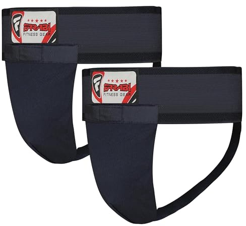 Farabi Barn Ljumskskydd ålder 5–12 år Boxning Kickboxning, Krav Maga Träningsskydd för ljumsken (2-pack, XS, Svart)