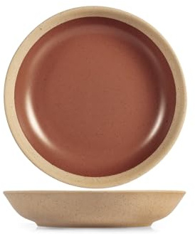 H&H Set 6 Piatti Fondi Gemme in Stoneware, Ø 20 cm – Colore Marrone – Eleganti e Resistenti, Lavabili in Lavastoviglie e Utilizzabili in Microonde