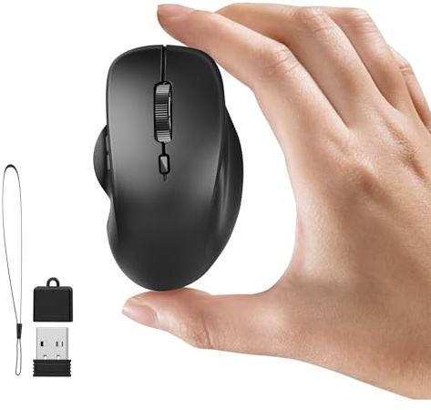 Uiosmuph Mini Ratón Inalámbrico Bluetooth, Tri-Mode Ratón Bluetooth (5.1/5.0 + 2.4G), Silencioso Recargable Wireless Mouse, Mini Ratón Óptico de 1600 dpi, para Portátil, PC, Windows, Android (Negro)