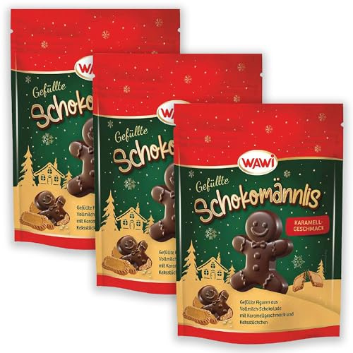 WAWI Schokomännlis Karamell 3x120g, Edle Vollmilchschokolade