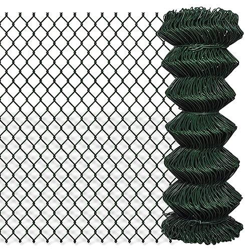 Garden Mesh Border Fence Reusable,Chain Link Fence Steel 1x25 m Green,Suitable for Yard Vegetable Poultry Rabbit Chicken,Easy to Assemble